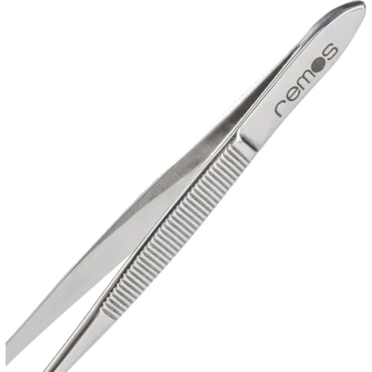 remos professional body care REMOS Pinzette, rostfreier Edelstahl mit schräger & gekröpfter Spitze, 8 cm, rutschsicher und hygienisch – Bild 3