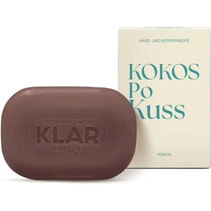 KLAR Spruchseife Kokos, exfolierende Handseife für alle Hauttypen, 135 g