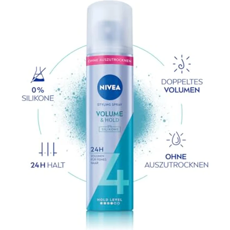 NIVEA Volume & Hold Styling Spray, pflegendes Haarspray mit UV-Schutz, Panthenol & Vitamin B3, 24h Halt (Haltestufe 4), vegan, ohne Silikone, 75 ml – Bild 2