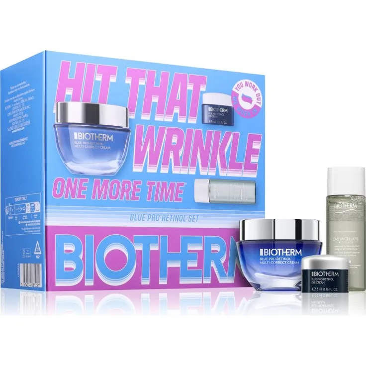Biotherm Blue Pro-Retinol Multi Correct Cream Geschenkset, Gesichtscreme und Augencreme mit Retinol, 50 ml & 5 ml, inklusive Mizellen-Reinigungswasser 30 ml