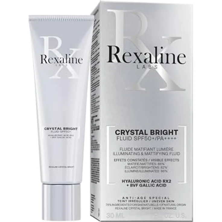 Rexaline Crystal Bright Fluid SPF50+, Illuminating & Mattifying Gesichtsfluid mit Hyaluronsäure, 30ml – Bild 2