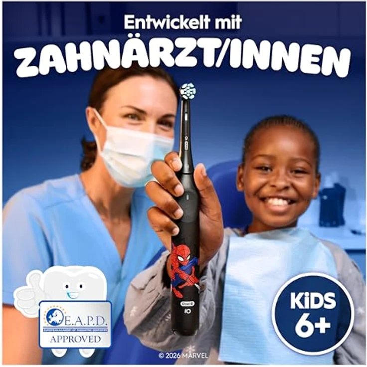 Oral-B iO Kids 6+ Spiderman, Elektrische Kinderzahnbürste mit Musik-Timer, 3 Putzmodi, inkl. Aufsteckbürste und Reise-Etui, ab 6 Jahren – Bild 3