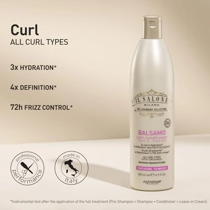 Alfaparf Milano Il Salone Curls Conditioner 500ml, Haarspülung für lockige Haare, sulfatfrei, nährt und pflegt, glättet die Haaroberfläche – Bild 3