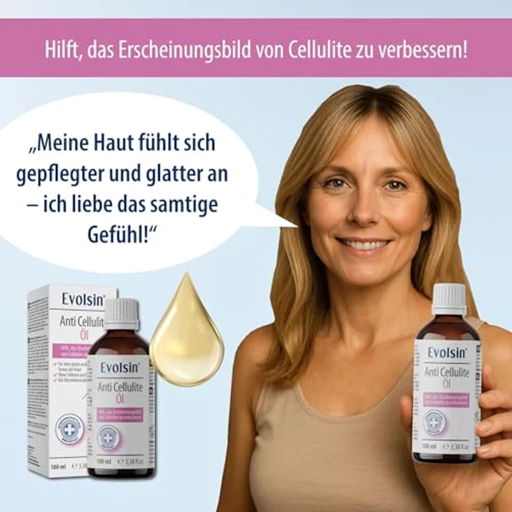 Evolsin Evolsin® Anti Cellulite Öl, straffendes Körperöl mit Koffein, L-Carnitin und Vitamin E, 150 ml – Bild 6
