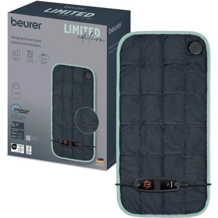 Beurer HK145 Heizkissen Limited Edition, maschinenwaschbarer Bezug, 6 Temperaturstufen, schnellaufheizend, grün, versandkostenfrei