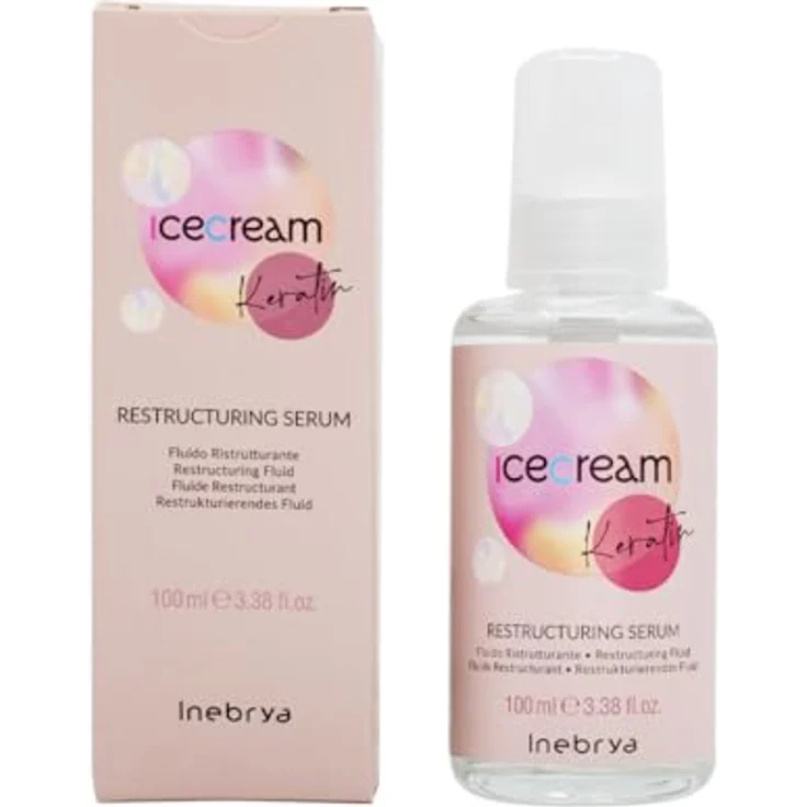 Inebrya Ice Cream Keratin Restructuring Serum - Fluido Ristrutturante 100ml, Haarkur mit Keratin-Kraftpaket und Anti-Frizz-Schutz – Bild 2