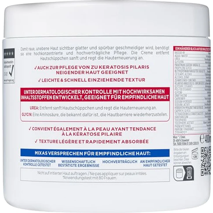 Mixa Urea Cica Repair, hauterneuernde Creme Bodylotion für raue und trockene Haut, 400 ml – Bild 2