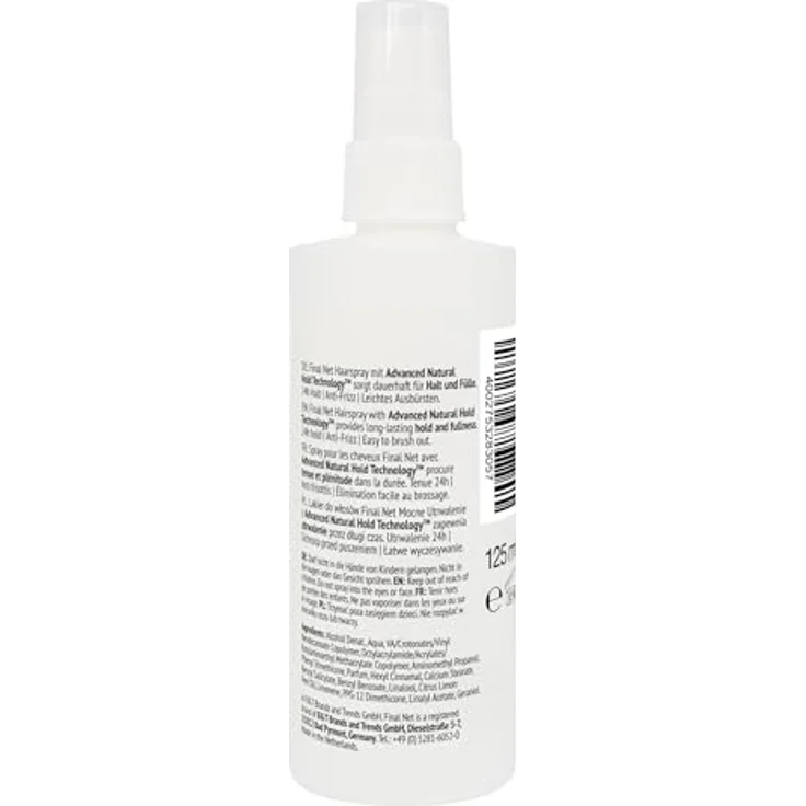 Final Net Starker Halt Haarspray, unparfümiert, Fixing Spray für alle Haartypen, 125 ml, nachfüllbar – Bild 2