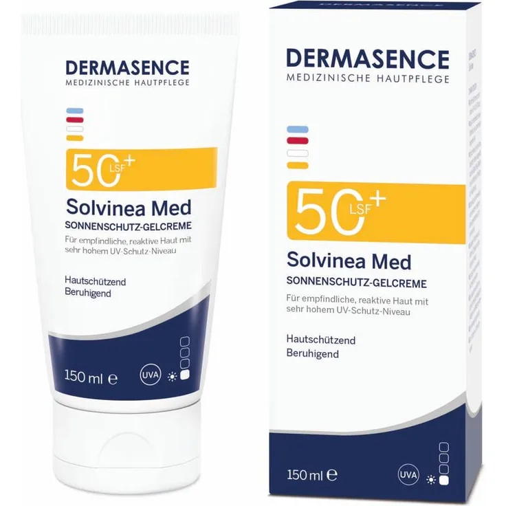 Dermasence Solvinea Med LSF 50+, 150 ml Creme für empfindliche, fettende und zu Unreinheiten neigende Haut, UVA-/UVB-Schutz