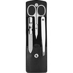 ZWILLING Maniküre Pediküre Set 3-teilig mit Kombi-Nagelschere für Hände und Füße, 100% Leder, Schwarz