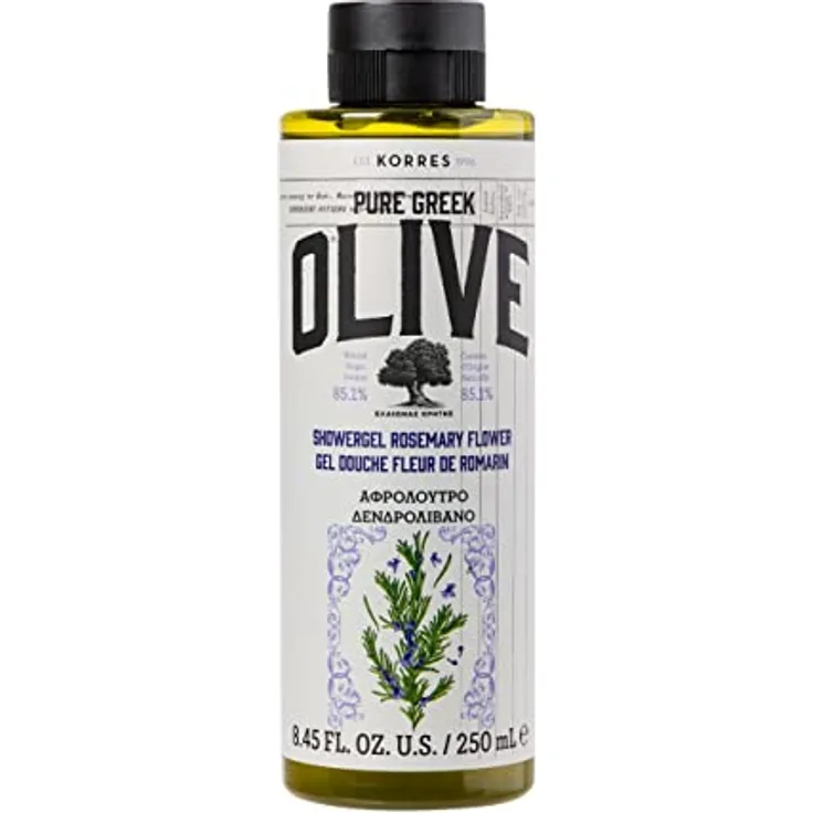 KORRES OLIVE ROSEMARY FLOWER Duschgel für Frauen & Männer, mit extra nativem Olivenöl, dermatologisch getestet & vegan, 250 ml