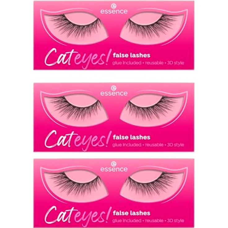 essence Cateyes! false lashes Nr. 01, künstliche Wimpern mit extremem Volumen, langanhaltend, vegan, 3er Pack (3x1pair) – Bild 1