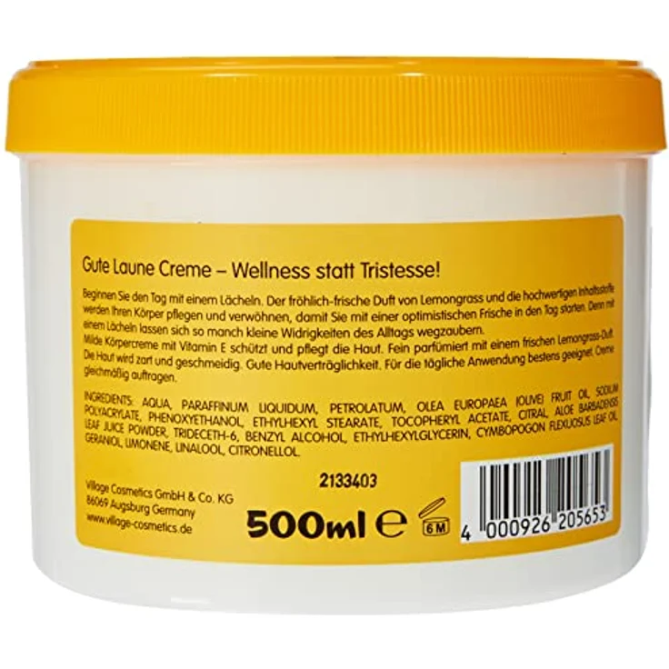 Village Vitamin E Körpercreme Gute Laune 500 ml  – Bild 4