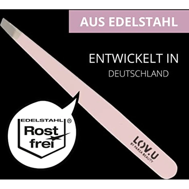 PARSA Beauty LOV.U Profi-Pinzette, Rosa – mit schräger Greiffläche zum präzisen Augenbrauen zupfen, aus rostfreiem Edelstahl – Bild 3
