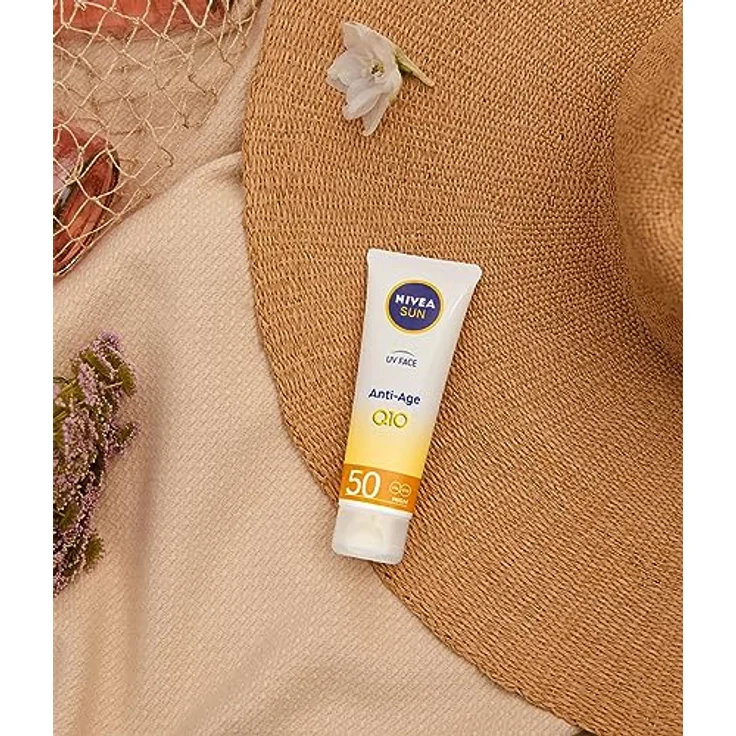 NIVEA UV Face SPF50 Q10 Anti-Age, 0% weiße Rückstände (50 ml), Q10 Sonnencreme für das Gesicht, UV-Gesichtscreme, Anti-Aging-Creme mit SPF50, Verpackung kann variieren – Bild 3