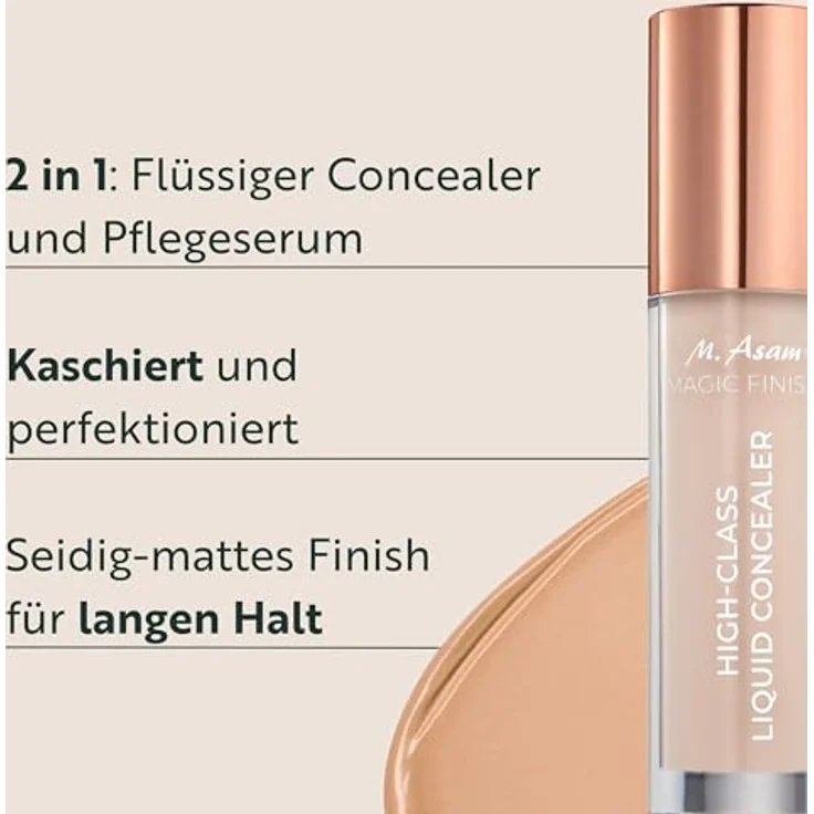 M. Asam MAGIC FINISH HIGHCLASS LIQUID CONCEALER Ivory, flüssiger Concealer mit Hyaluron und Koffein, kaschiert Rötungen und Augenringe, hohe Deckkraft (4ml) – Bild 2