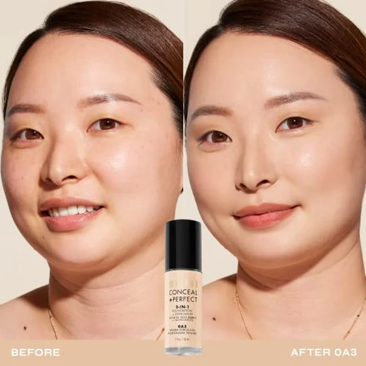 Milani Conceal + Perfect 2in1 Foundation, wasserfeste Foundation für einen gleichmäßigen Hautton, 30 ml, Warm Porcelain/0A3 – Bild 3
