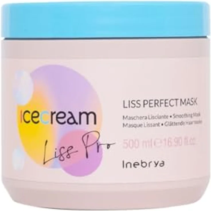 Inebrya Ice Cream Liss Pro Maske, 500 ml - Vegane Formel, sulfatfrei, 96% natürliche Inhaltsstoffe – Bild 1