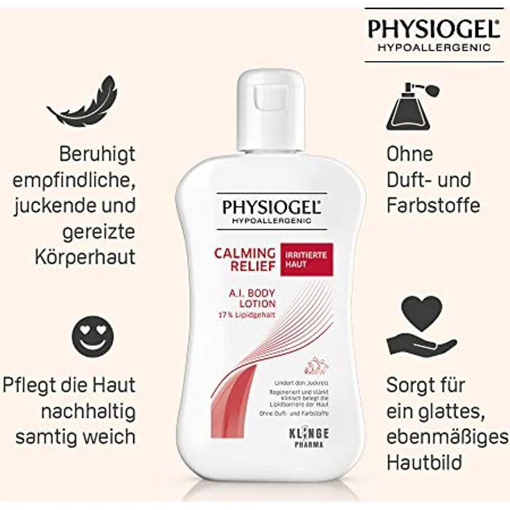 PHYSIOGEL Calming Relief A.I. Body Lotion 200ml – regenerierende Körperlotion für empfindliche & gereizte Haut – sanfte Bodylotion zur Linderung von Juckreiz – Bild 3