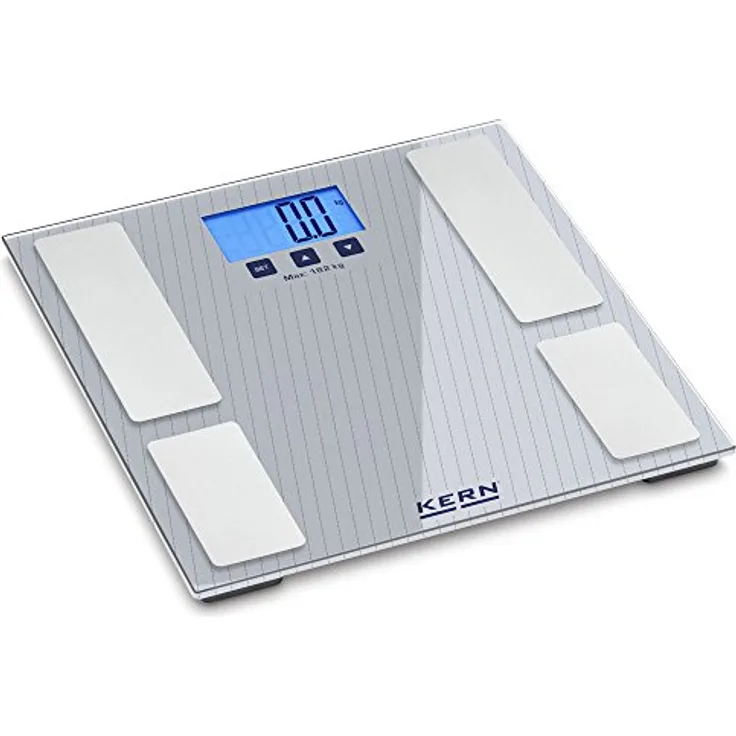 Best Price Square KERN Körperanalysenwaage MFB 150K100S05, Präzisionswaage mit Körperfett-, Wasser- und Muskelmasseanalyse, stabile Glaswägeplatte, 0,1 % Genauigkeit