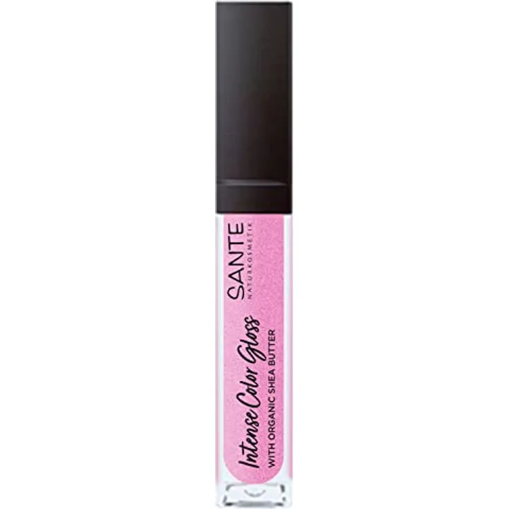 Sante Naturkosmetik Natürlicher Lipgloss mit glänzendem Finish, Mit Sheabutter für gepflegte Lippen, Intense Color Gloss, Nr. 05 Dazzling Rose, 1 x 5,3 ml