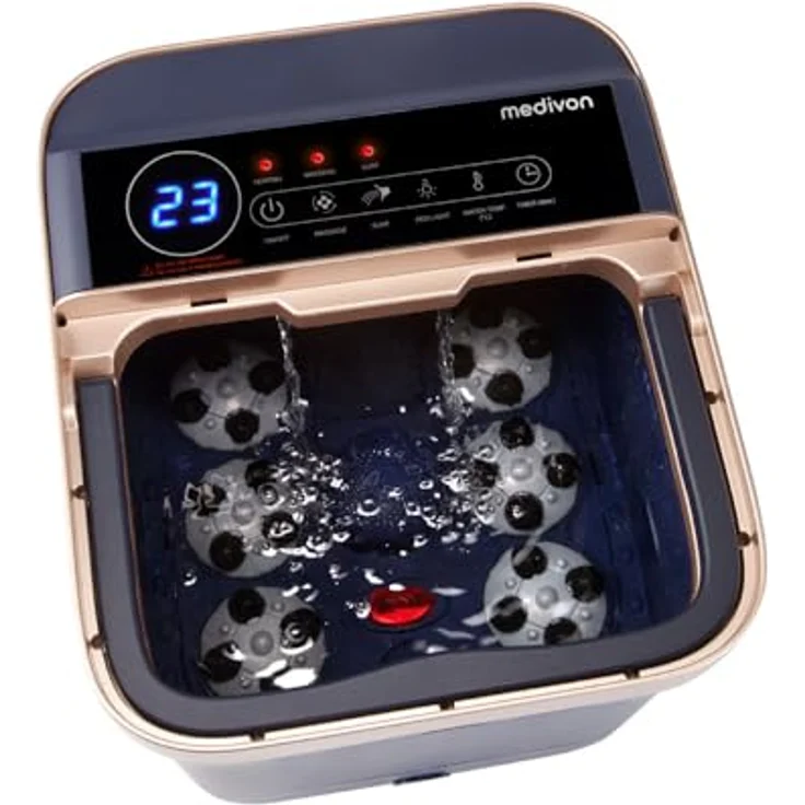 Medivon Hydro Foot Massager Blue, Fußmassagegerät mit Tai Chi und Ältemassage, 20 Liter Kapazität, 6 Shiatsu-Häupter, rote Lichttherapie und Wasserwärmfunktion – Bild 2