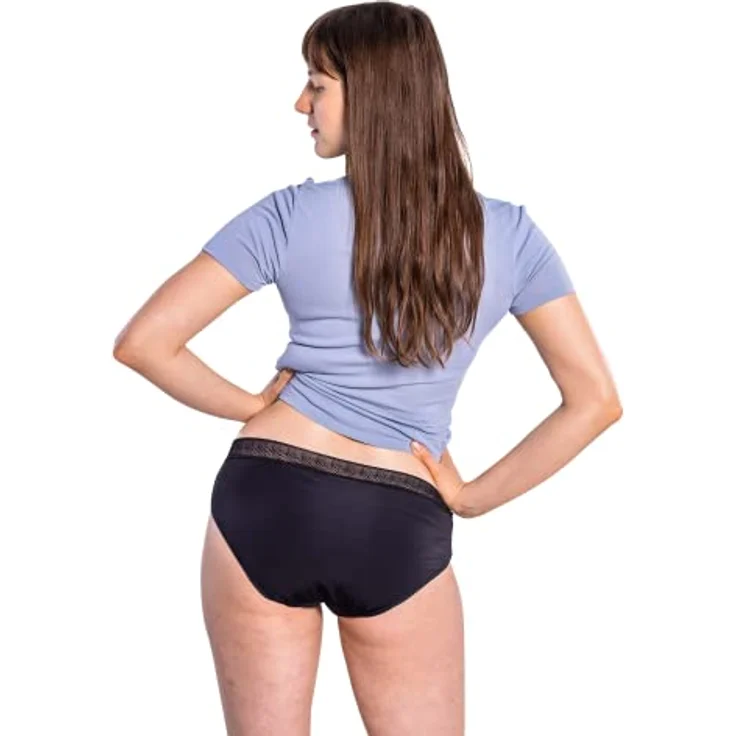 SELENACARE Periodenunterwäsche Modern Hipster - Menstruationsunterwäsche für Damen, waschbare & antibakterielle Panty, 100% vegan, nachhaltig, 25ml Absorption, schwarz, Größe L (EU 40/42) – Bild 3