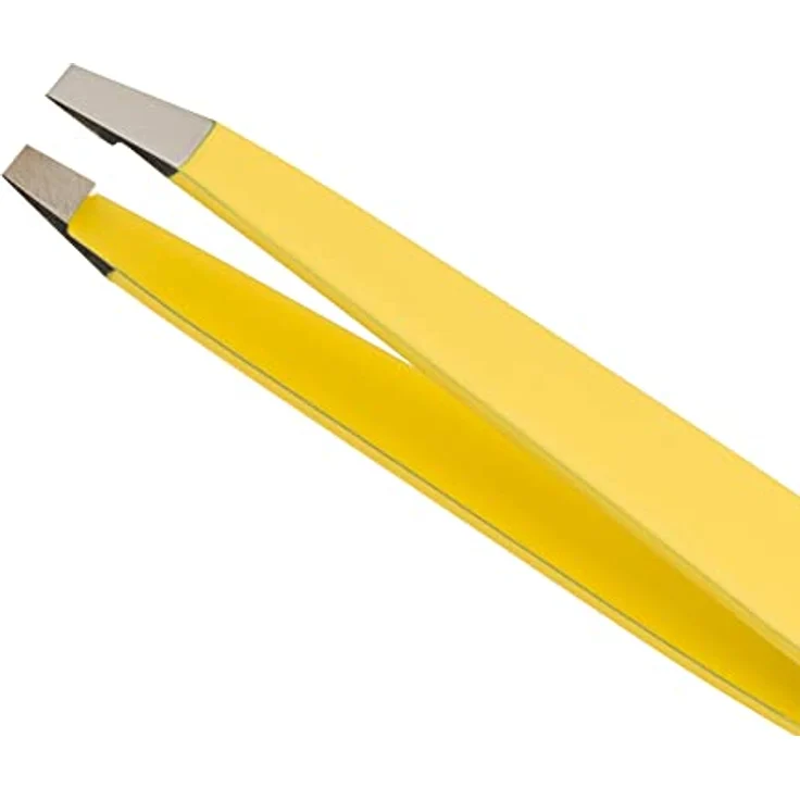 remos professional body care REMOS Augenbrauenpinzette, Edelstahl mit gerader Spitze 9.5 cm, gelb, inkl. Schutzetui – Bild 2
