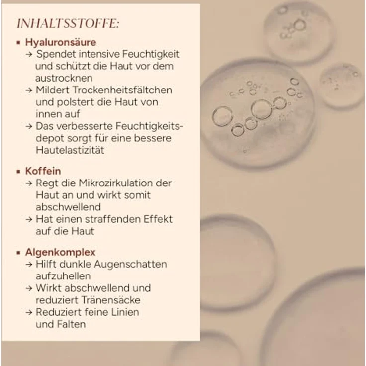 junglück Hyaluron Augengel Roll On, Vegan, Anti Aging Augenroller mit 0,5% Hyaluronsäure und BIO Aloe Vera, kühlendes Augenserum mit Koffein, abschwellend gegen Falten und Augenringe – Bild 5