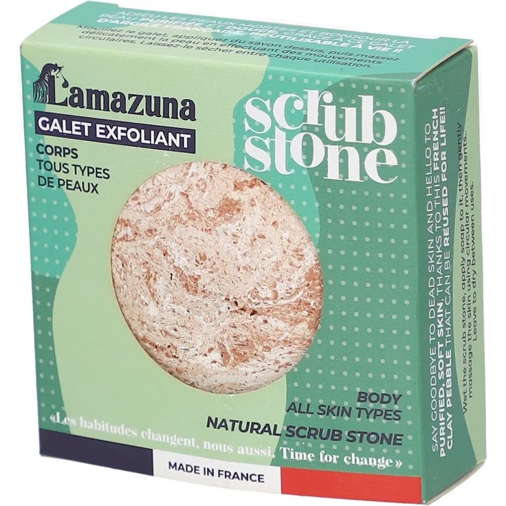Lamazuna Galet Exfoliant Corps, sanfter Peelingstein aus Tonerde zur natürlichen Exfoliation von Gesicht und Körper, 110 g