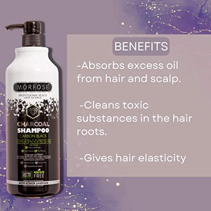 Morfose Charcoal Shampoo Tiefenreinigungsshampoo für fettiges Haar, 1000 ml – Bild 2