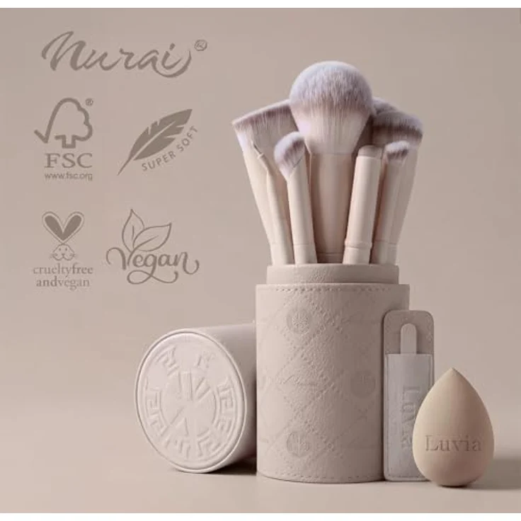 Luvia Cosmetics Nude Aura Pro Brush Set, Augenpinsel-Set mit 14 verschiedenen Pinseln und Tasche für Präzisions-Make-up Anwendungen – Bild 10