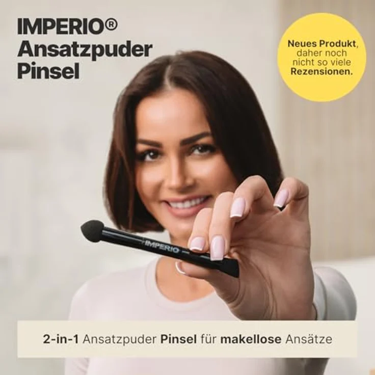 IMPERIO 2in1 Ansatzpuder-Pinsel, ergonomischer Applikator für präzises Auftragen & Verblenden von Ansatzpuder, vegan – Bild 2