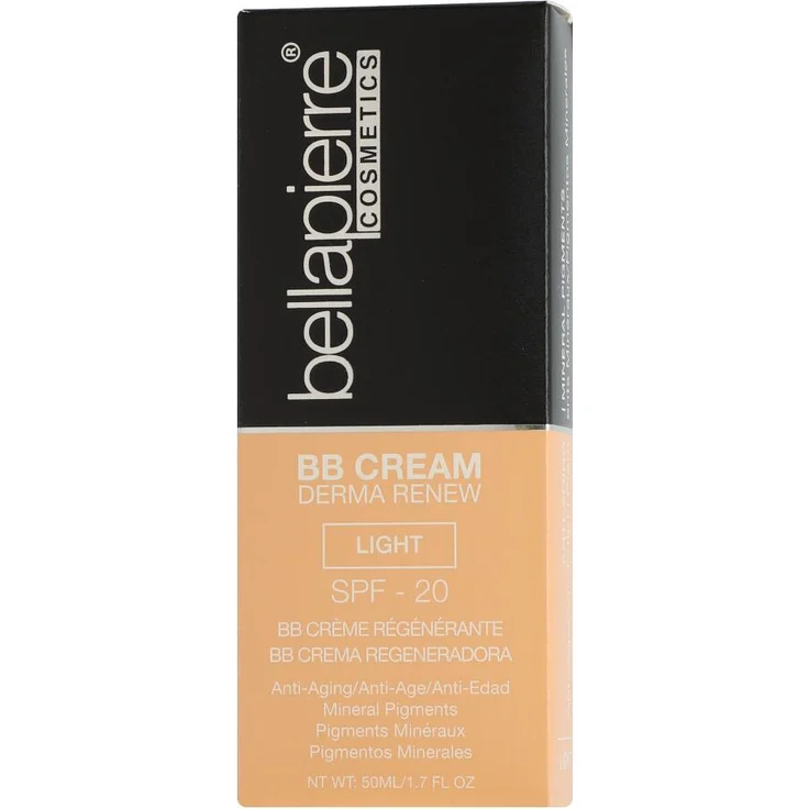 Bellapierre Cosmetics BB Cream Derma Renew Light, Mineralbasierte Gesichtscreme mit mittlerer bis voller Deckkraft und SPF 15/20, 50 ml
