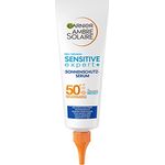 Garnier Sonnenschutz Serum mit LSF50+ für sensible Haut, Wasserfeste Sonnencreme für Gesicht und Körper, Rückstandslose, nicht fettende Formel mit Ceramiden, Ambre Solaire Sensitive expert+, 1 x 125 ml