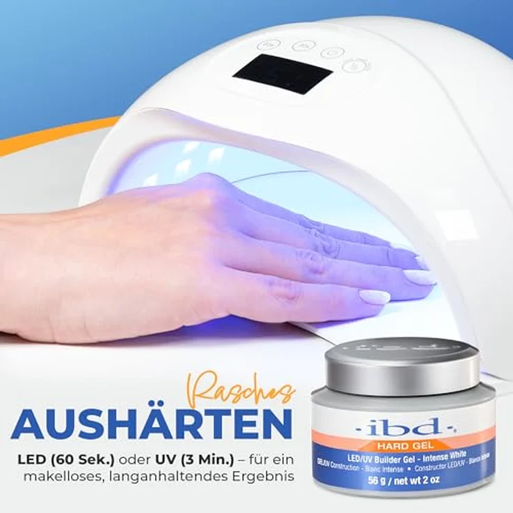 IBD Hard Gel – LED/UV Builder Gel Intense White, 56 g – schnelles Aushärten, selbstglättende Formel, formaldehyd- und toluolfrei, Made in USA – Bild 4
