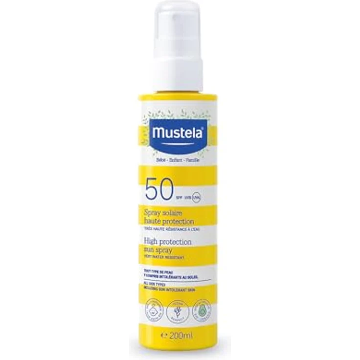 Mustela Spray Sun Milk Spf 50, mit Avocado und Vitamin E, 200ml, für Babys, Kinder, ganze Familie, Schwangerschaft geeignet - hoher UVA- und UVB-Schutz – Bild 1