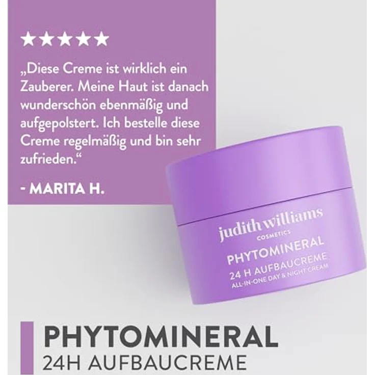Judith Williams Cosmetics 24h Aufbaucreme Phytomineral, Tages- & Nachtcreme mit 25h Feuchtigkeit, 50 ml – Bild 4