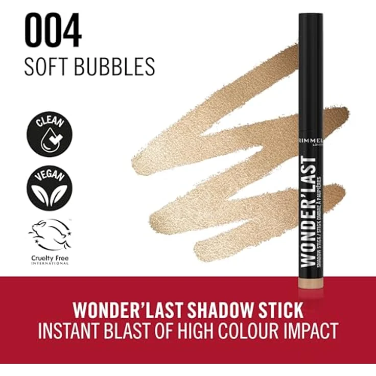 Rimmel Lidschatten-Stift 004 Soft Bubbles, veganer Eyeliner mit Glitzereffekt, 1,64 g – Bild 2