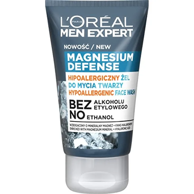 L'Oréal Paris Men Expert Magnesium Defense, Hypoallergenes Gesichtsreinigungsgel mit Hyaluronsäure, 100ml