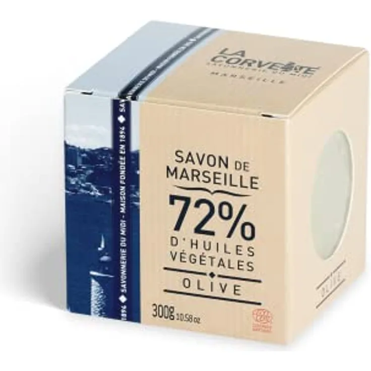 La Corvette, Seifenwürfel Marseille Olive in Karton, 300 g