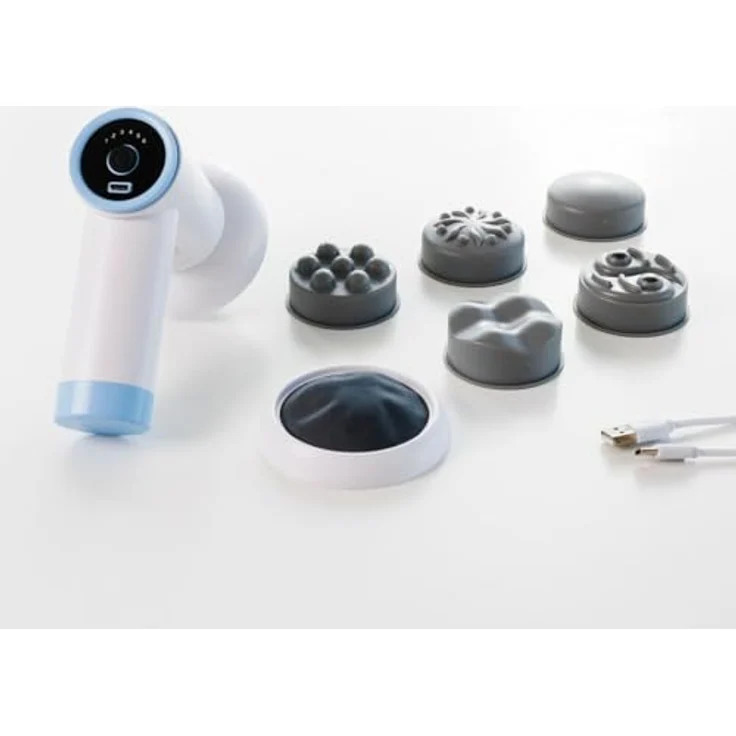 InnovaGoods CellyGun, 6 in 1 Wiederaufladbare Anti-Cellulite-Massagepistole mit 5 Massageköpfen und 6 Intensitätsstufen, ergonomisches Design, schwarz – Bild 1