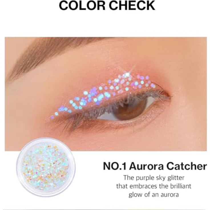 Unleashia Get Loose Glitter Gel, Glitzer für Gesicht, Körper und Haare, Farbton N°1 Aurora Catcher, holografischer Effekt, 4 g – Bild 3