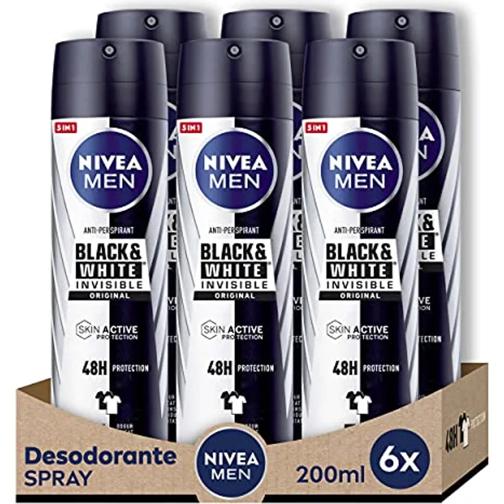 Nivea Men Nivea Men Spray Invisible For Black & White Men Original – 200 ml – 6 Stück