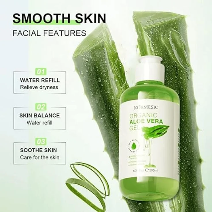 Montegoni Aloe Vera Gel 200ml, Feuchtigkeitsspendende After-Sun Pflege für Gesicht, Körper & Haare – Beruhigend mit Bio-Extrakten – Bild 4