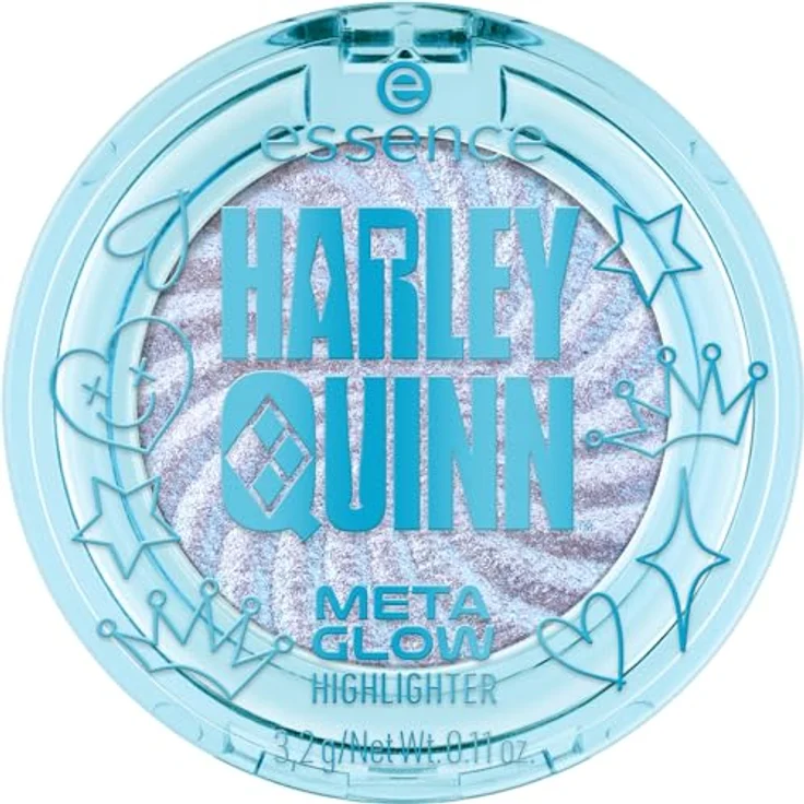 essence cosmetics Harley Quinn Meta Glow Highlighter, Nr. 02, Blau, definierend, schimmernd, holographisch, glitzernd, vegan, ölfrei, ohne Parabene, ohne Mikroplastikpartikel, 1er Pack (3.2g) – Bild 2