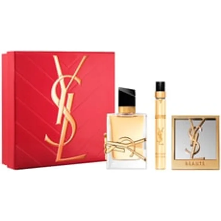 Yves Saint Laurent Libre 50 ml EdP Set, Damen-Duftset mit Reisespray 10 ml und Goldspiegel, blumiger Duft mit Lavendel und Orangenblüte