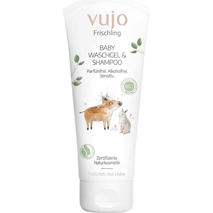 HAGER PHARMA GMBH Vujo Frischling Baby Shampoo & Waschgel, milde Reinigung mit Bio-Aloe Vera, 200 ml