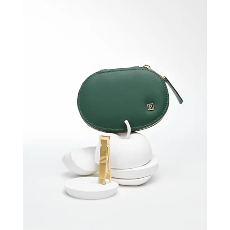 ZWILLING Maniküre Pediküre Set 3tlg., Kompakt-Nagelknipser, veganes Apfelleder-Etui in grün, ergonomisches Design, rostfreie Edelstahlinstrumente – Bild 3