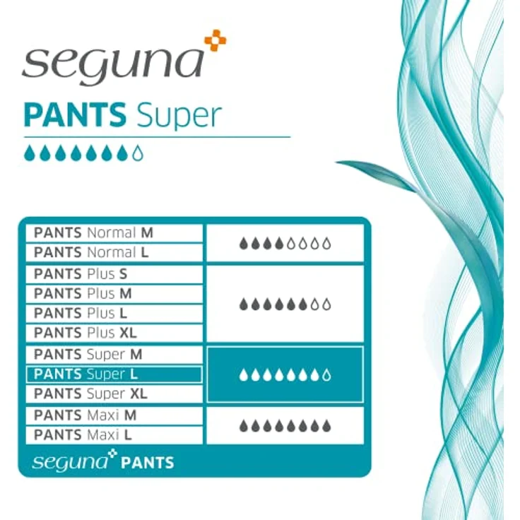 Seguna SEGUNA Pants Super, Inkontinenz Pants, Windelhosen für Erwachsene, Frauen, Männer, Inkontinenzhosen bei Blasenschwäche, L (Beutel 20 Stück), saugstark (1.740 ml), neutraler Versand, Hüftumfang 80 - 110 cm – Bild 3